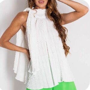 Glam White Pleated Blouse